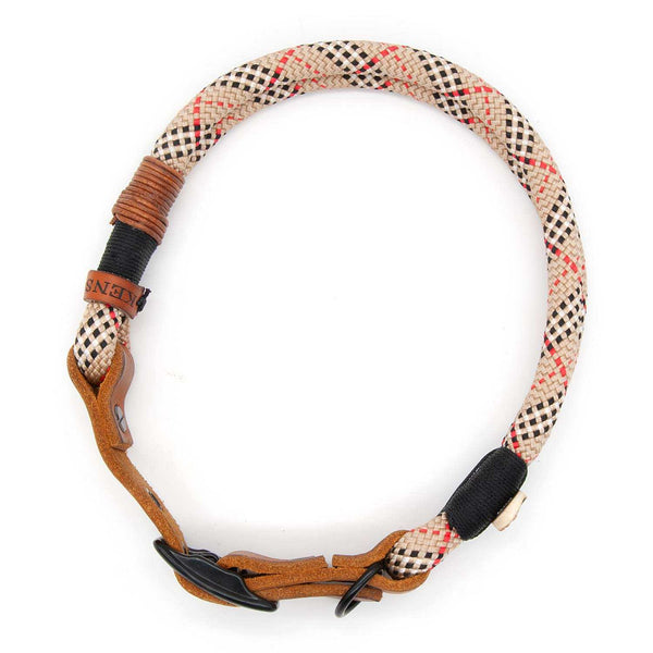 #T-HB-SC-10-HIGHH, #T-HB-SC-08-HIGHH, Handgefertigtes Hundehalsband Tau 10 mm mit Schnalle, Highland Houndstooth - exklusiv im designgeschützten Stil