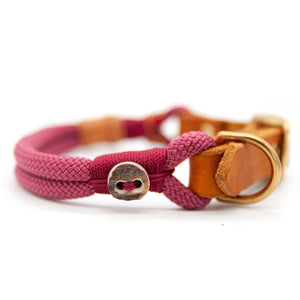 #T-HB-SC-10-VIN, #T-HB-SC-08-VIN, Hundehalsband aus 10 mm Tau – robust, verstellbar, mit Fettleder-Schnalle, handmade in DE