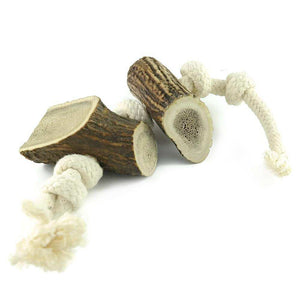 Geweih-Snack 'Horn am Seil' - mit 2 Hornstücken - KENSONS for dogs