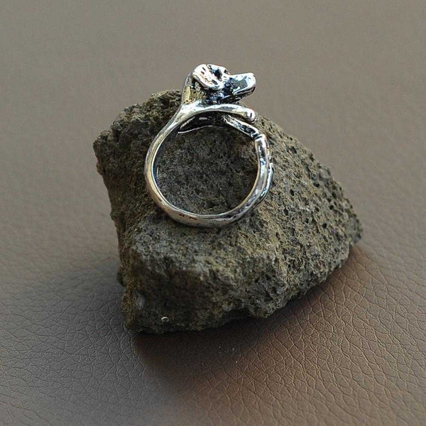 Labrador Ring Hund Schmuck -silbern- verstellbarer Statement Ring für Hundefreunde, ideal als Geschenk zu Weihnachten, Ostern, Geburtstag oder Jahrestag, in einer edlen Schmuckschachtel