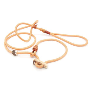 #T-RLE-06-GOLC, Premium Retrieverleine 6 mm Golden Copper mit Takling und Hirschhorn-Stopper, handgefertigte Moxon-Leine für Hunde