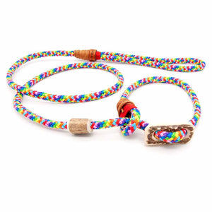 #T-RLE-08-RAI, Retrieverleine mit Takling und echtem Hirschhorn-Stopper, bunt