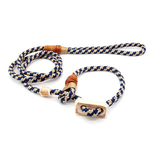 #T-RLE-08-AZU, Retrieverleine mit feinem Takling und edler Optik, blau-beige