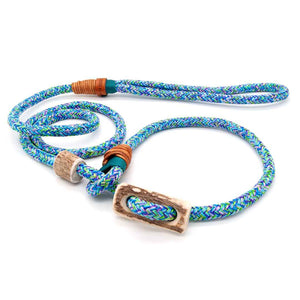 #T-RLE-08-AQU, Leichte Hundeleine im Elegant-Style mit Takling, blau-tuerkis