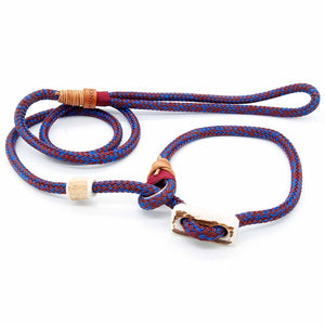 #T-RLE-08-EGG, Retrieverleine 8mm mit stufenloser Verstellung und Takling, blau-bordeaux