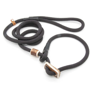 #T-RLS-10-ANT, Retrieverleine 10 mm mit Hirschhorn-Zugstopp, handgefertigte Moxon-Leine für Hunde