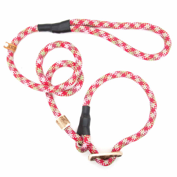 #T-RLS-10-BLO, Retrieverleine 10 mm mit Hirschhorn-Zugstopp, handgefertigte Moxon-Leine für Hunde