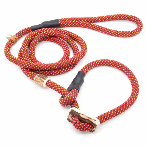 #T-RLS-10-FIR, Retrieverleine 10 mm mit Hirschhorn-Zugstopp, handgefertigte Moxon-Leine für Hunde