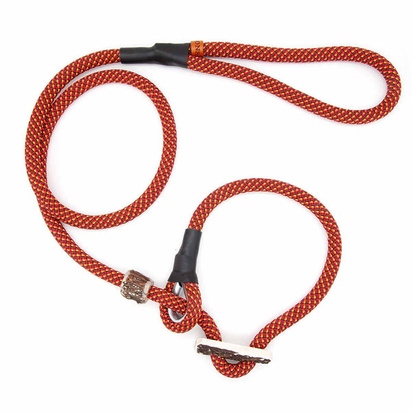 #T-RLS-10-FIR, Retrieverleine 10 mm mit Hirschhorn-Zugstopp, handgefertigte Moxon-Leine für Hunde