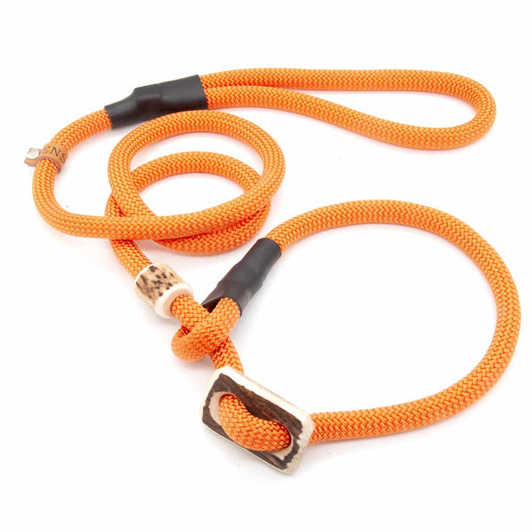 #T-RLS-10-PUM, Retrieverleine 10 mm mit Hirschhorn-Zugstopp, handgefertigte Moxon-Leine für Hunde