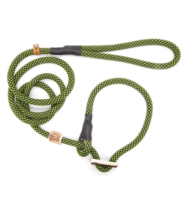 #T-RLS-10-RAU, Retrieverleine 10 mm mit Hirschhorn-Zugstopp, handgefertigte Moxon-Leine für Hunde