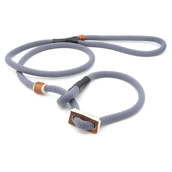 #T-RLS-10-SCHI, Retrieverleine 10 mm mit Hirschhorn-Zugstopp, handgefertigte Moxon-Leine für Hunde