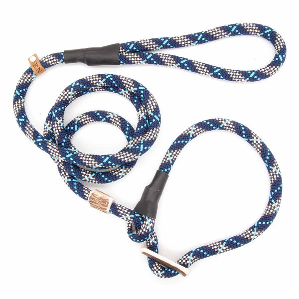 #T-RLS-10-SCHOTTBL, Retrieverleine 10 mm mit Hirschhorn-Zugstopp, handgefertigte Moxon-Leine für Hunde