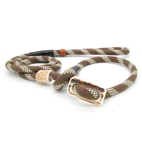 #T-RLS-10-SCHOTTG, Retrieverleine 10 mm mit Hirschhorn-Zugstopp, handgefertigte Moxon-Leine für Hunde