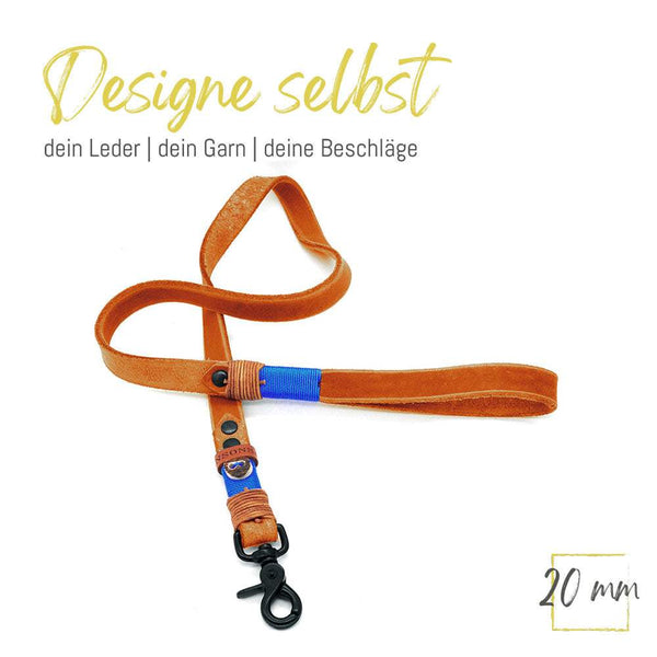 Leather dog leash with wrist strap | 16mm or 20mm