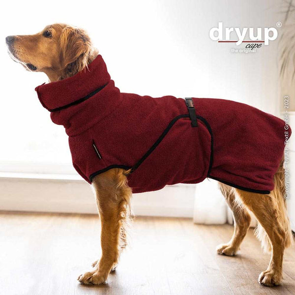 Bordeaux DRYUP Cape Bademantel für Hunde aus 100% Baumwoll-Frottee – ideal nach Regen, Schwimmen und Matsch