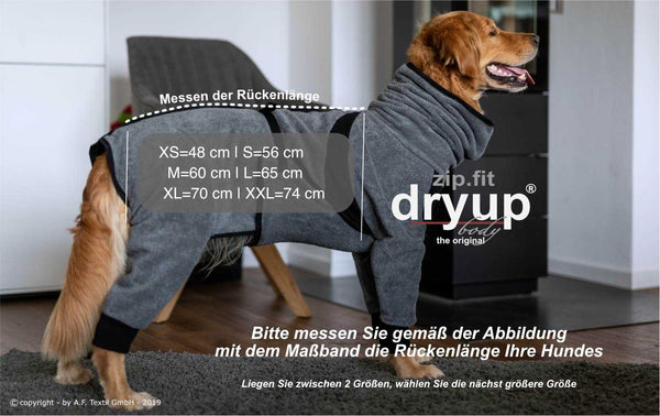 DRYUP BODY® Coffee – praktischer Hundebademantel aus Baumwoll-Frottee für schnelles Trocknen nach Regen oder Schwimmen