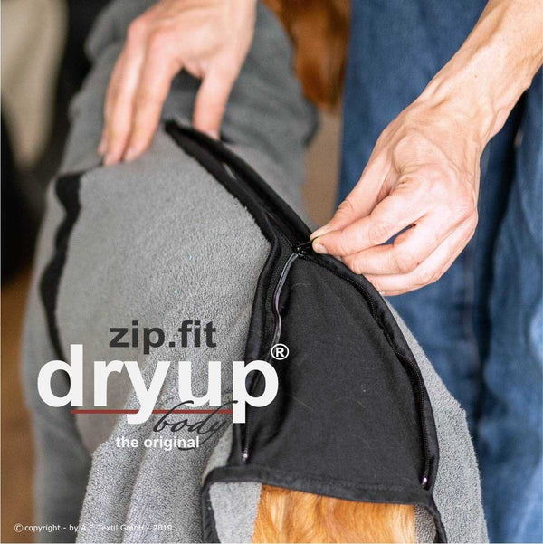 DRYUP BODY® Grau – aus antistatischem, waschbarem Baumwoll-Frottee, ideal für Zuhause oder unterwegs