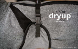 DRYUP BODY® Grau – Hundebademantel aus Baumwoll-Frottee mit Beinen, ideal für nasse Tage