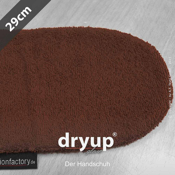 DRYUP Hunde-Handschuh in Braun – saugstarker Baumwoll-Handschuh, ideal zum schnellen Trocknen von nassen Hundepfoten.