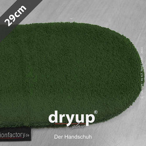 DRYUP Hunde-Handschuh in Grün – saugstarker Baumwoll-Handschuh, ideal zum schnellen Trocknen von nassen Hundepfoten.