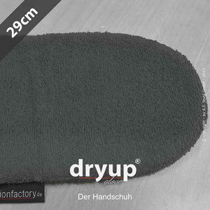 DRYUP Hunde-Handschuh in Grau – saugstarker Baumwoll-Handschuh, ideal zum schnellen Trocknen von nassen Hundepfoten.