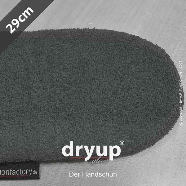 DRYUP Hunde-Handschuh in Grau – saugstarker Baumwoll-Handschuh, ideal zum schnellen Trocknen von nassen Hundepfoten.