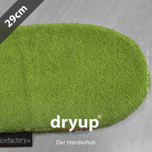 DRYUP Hunde-Handschuh in Hell-Grün – saugstarker Baumwoll-Handschuh, ideal zum schnellen Trocknen von nassen Hundepfoten.