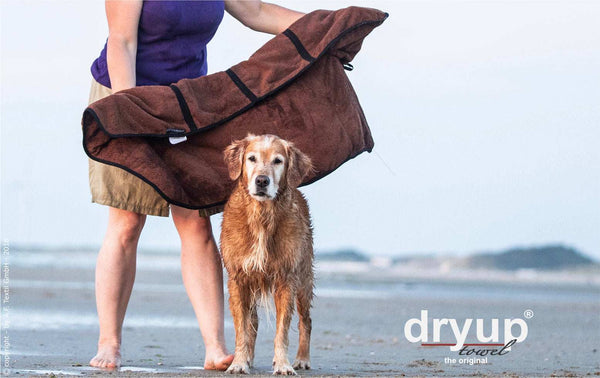 Hundehandtuch mit Handtaschen in Braun | praktisch, saugfähig, unverzichtbar