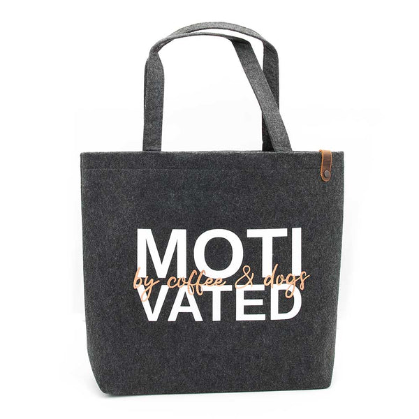 Tasche Filz - 'motivated by coffee & dogs'