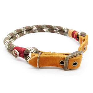 #T-HB-SC-08-HIGHG, Hundehalsband Tau 8 mm Schnalle verstellbar, Oliv-Grün-Bordeaux - handgefertigt, exklusiv im designgeschützten Stil