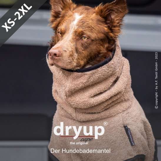 Hundebademantel Coffee – Saugstarkes Baumwoll-Frottee für saubere Couch und trockenes Fell - actionfactory