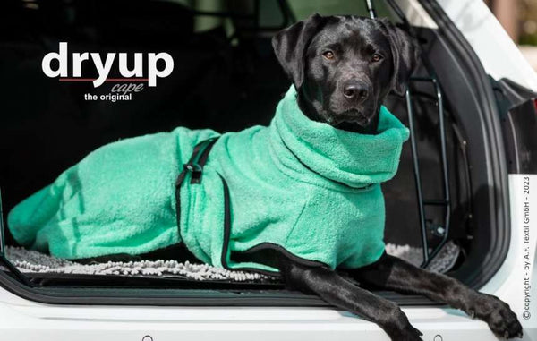 Mint DRYUP Cape Bademantel für Hunde aus 100% Baumwoll-Frottee – ideal nach Regen, Schwimmen und Matsch