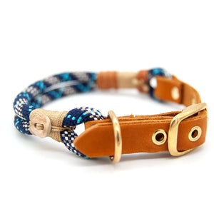 #T-HB-SC-10-HIGHS, verstellbares Halsband für Hunde aus Tau 10 mm mit Lederschnalle - hochwertiges Fettleder, handmade in Germany