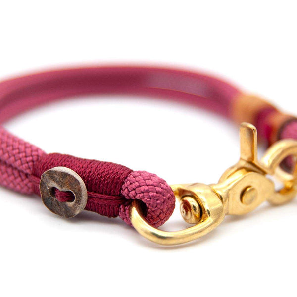 Exklusives 8 mm Hundehalsband Vino Rouge aus Tau mit stabilem Karabiner, edel und einzigartig