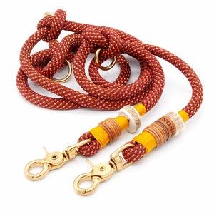 #T-HL-10-GOL-200, #T-HL-10-GOL-250, #T-HL-10-GOL-300, Edle Hundeleine Golden Fireball mit robusten Scherenkarabinern und wetterfestem Material