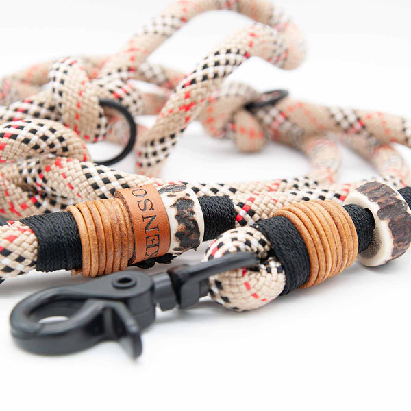 #T-HL-10-HIGHH-200, #T-HL-10-HIGHH-250, #T-HL-10-HIGHH-300, Handgemachte Hundeleine Highland Houndstooth aus Tau – stilvoll, sicher und wetterbeständig für alle Hundegrößen