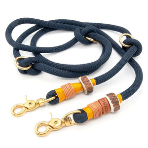 #T-HL-10-MID-200, #T-HL-10-MID-250, #T-HL-10-MID-300, Hundeleine Midnight Sunburst aus robustem Tau, stilvollem Takling und stabilen Karabinern