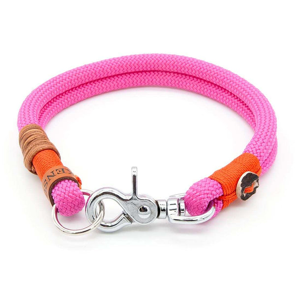 Hundehalsband Tau 10 mm mit Karabiner, Pink Lemonade - handgefertigt, exklusiv im designgeschützten Stil
