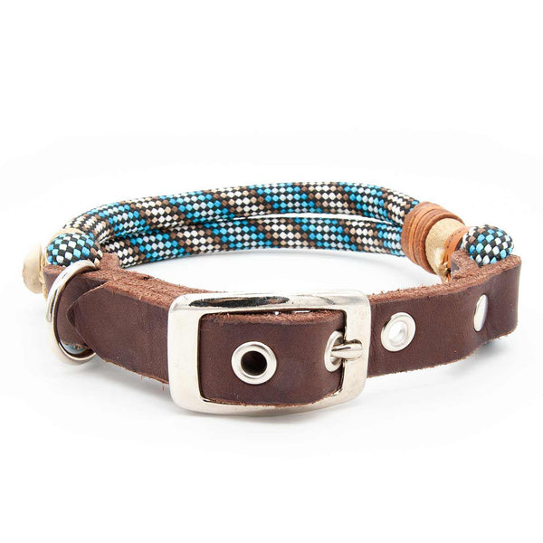 #T-HB-SC-10-BAV, Handgefertigtes Hundehalsband Tau 10 mm mit Schnalle, Bavarian Elegance - exklusiv im designgeschützten Stil