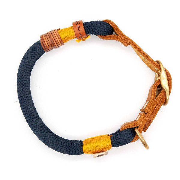 Exklusives 10 mm Hundehalsband Midnight Sunburst aus Tau mit verstellbarer Schnalle, edel und einzigartig