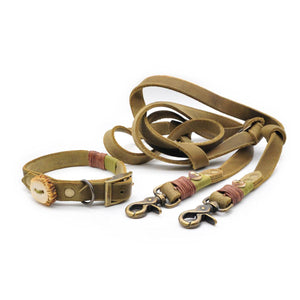 Set: Hundeleine Leder & Halsband mit Schnalle | Konfigurator