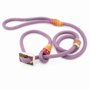 #T-RLE-10-MUL, Premium Retrieverleine 10 mm Mulberry Rose mit Takling und Hirschhorn-Stopper, handgefertigte Moxon-Leine für Hunde