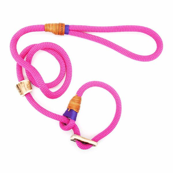 #T-RLE-10-BER, Stufenlos verstellbare Premium Retrieverleine 10 mm Berry Fusion mit Takling, mit edlem Hirschhorn-Stopper für Stil + Funktion