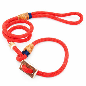 #T-RLE-10-RED, Stufenlos verstellbare Premium Retrieverleine 10 mm Red Mariner mit Takling, mit edlem Hirschhorn-Stopper für Stil + Funktion