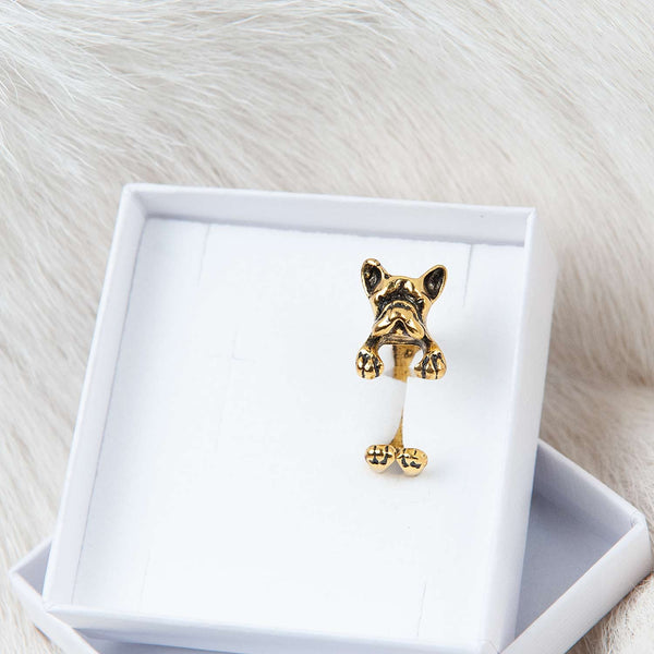 Ring Hund Bulldogge Bronze