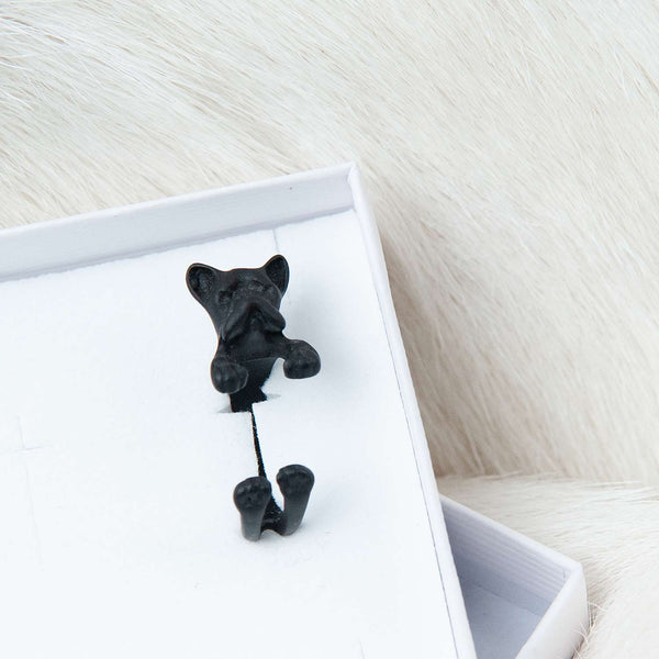 Ring Hund Bulldogge Schwarz