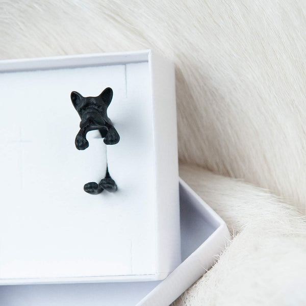 Ring Hund Bulldogge Schwarz