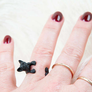 Ring Hund Bulldogge Schwarz