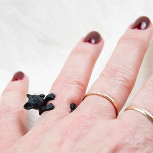 Ring Hund Bulldogge Schwarz